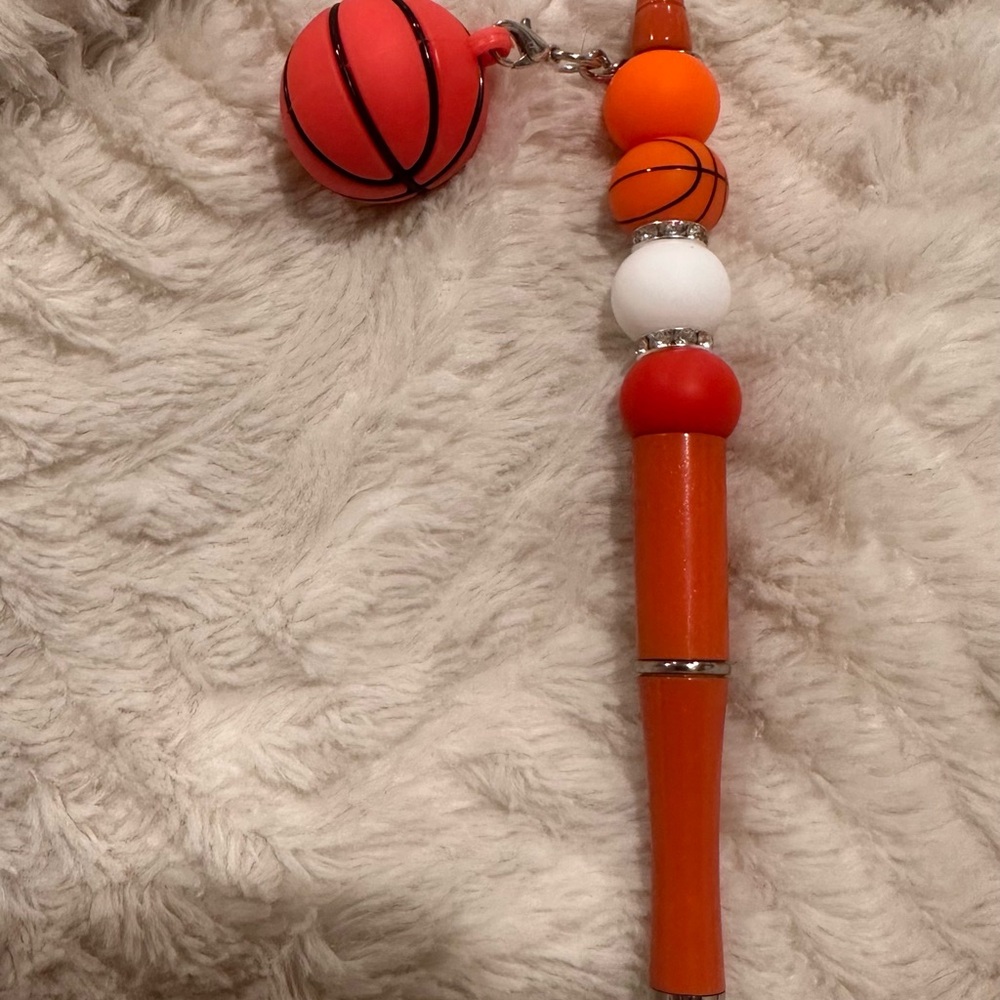 Basketball Themed Beaded Keychain Charm